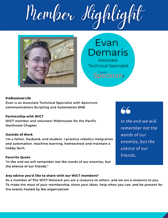 WICT Member Spotlight: Evan Demaris